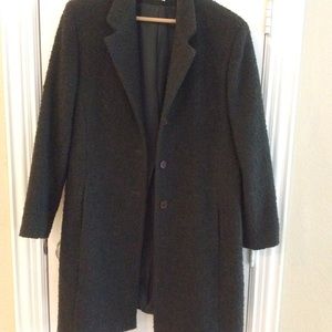 SANDRO-PARIS WOOL BLEND OLIVE GREEN  DRESS COAT